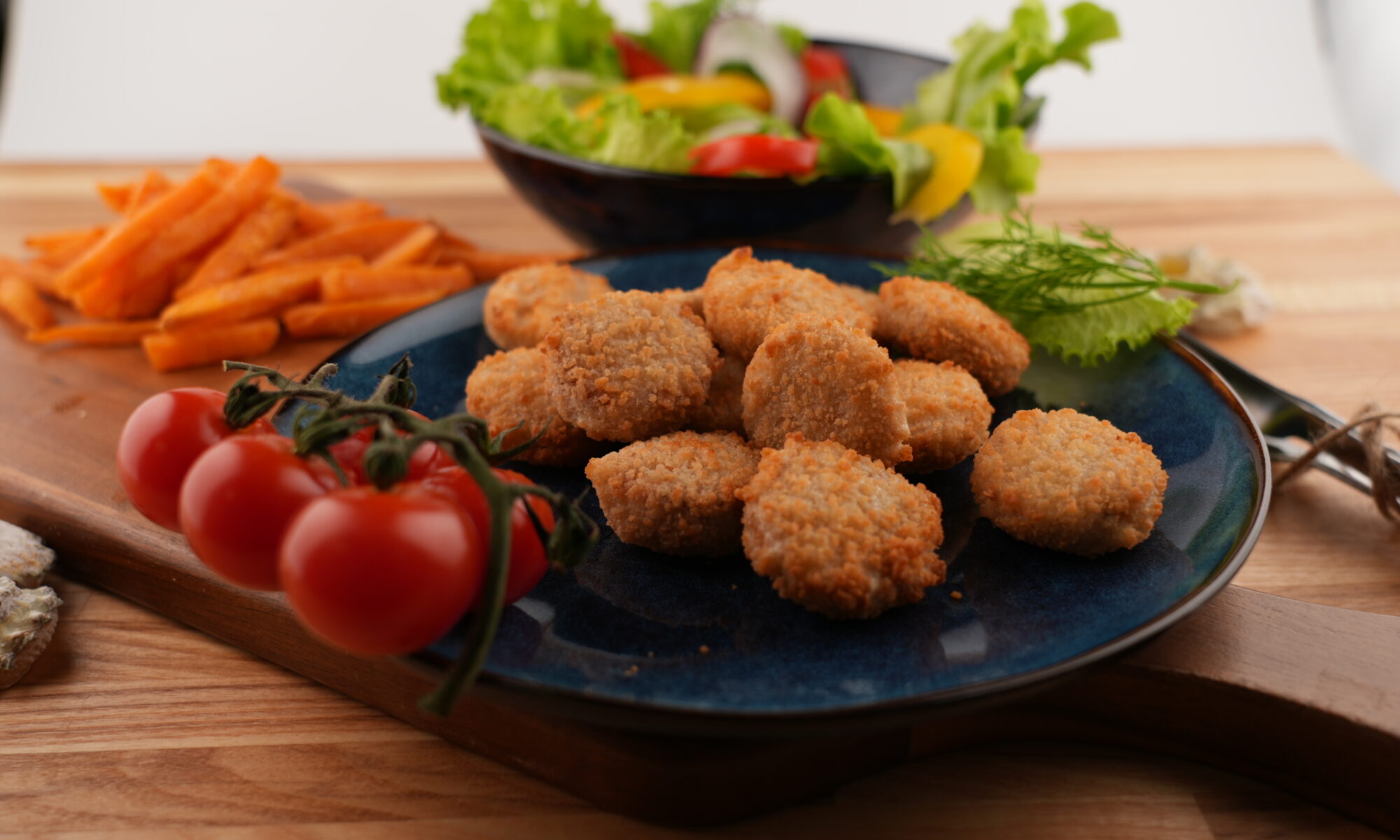 Curry salmon nuggets