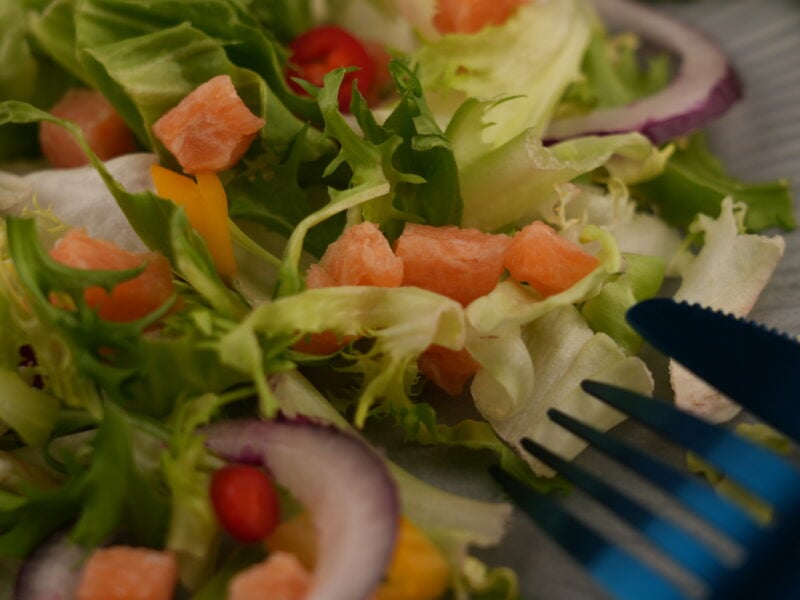 Smoked salmon cubes