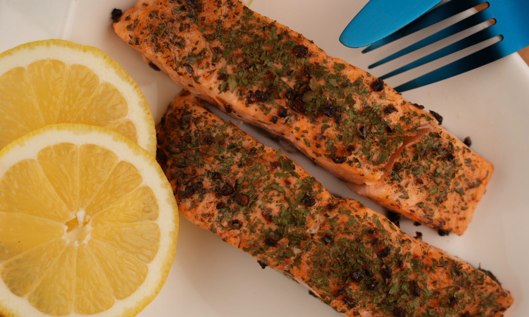 Marinated salmon portion